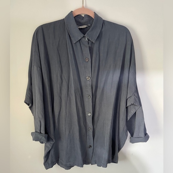 Zara women’s blue grey suit set. Size xs top size M bottom. New - Picture 2 of 15